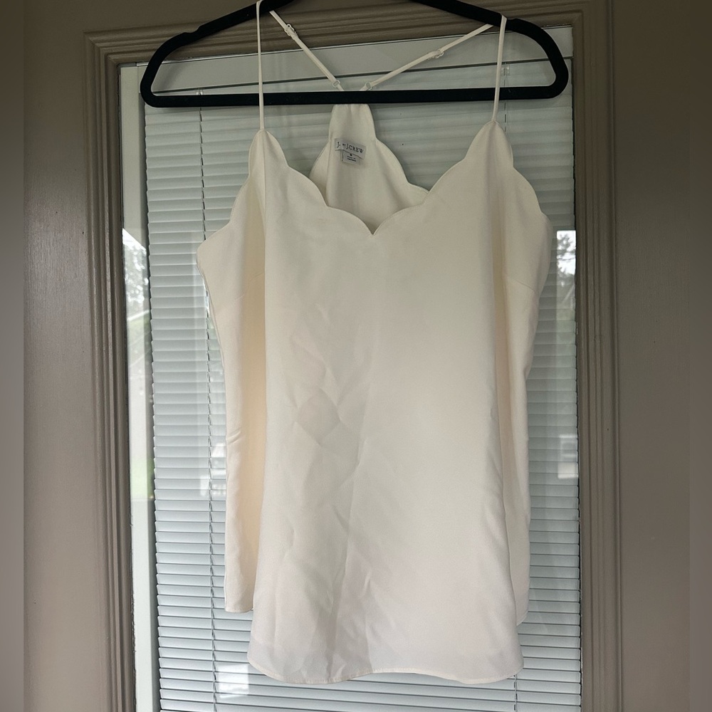 J. Crew Cream Scallop-Trim Top - size 8 - NWOT